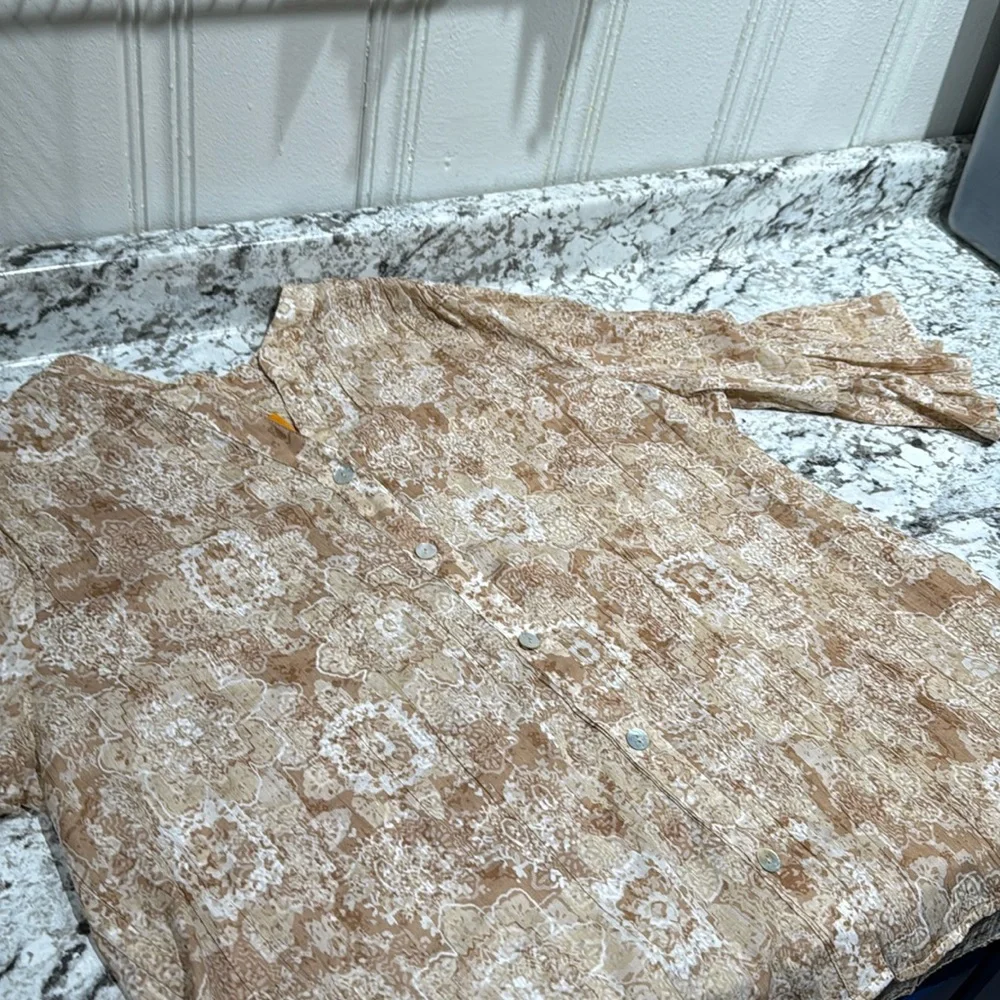 Boho 3/4 flared sleeve button down top Ruby Rd. - Picture 1 of 8
